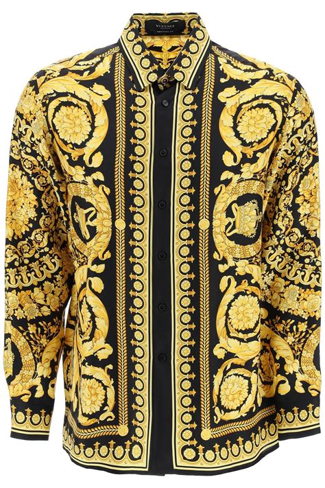 versace silk floral barocco shirt|versace silk shirt price.